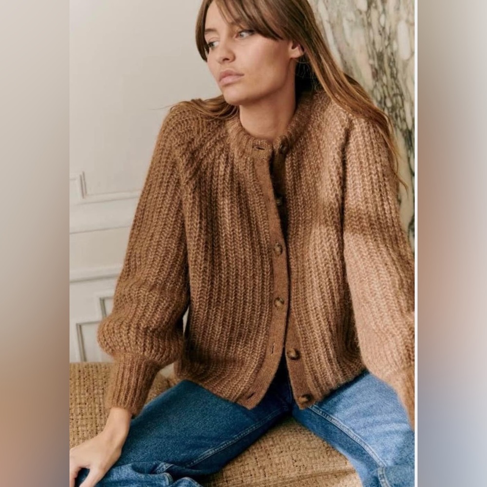 Sezane Emile cardigan in Mottled Camel - size Small